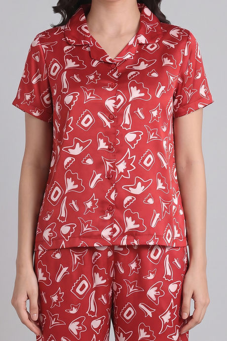Zivame Satin Pyjama Set - Barbados Cherry — image 5